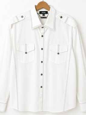 Five of Spades White Button Down Shirt 3XL Modern Western Utility